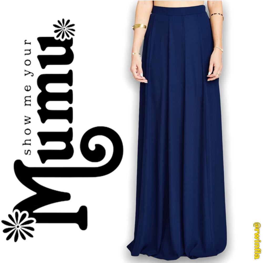 SMYM Show Me Your Mumu Princess Ariel Maxi Skirt High Waisted Size XS Navy